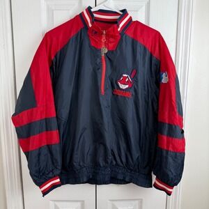 Vintage Pro Player Cleveland Indians Reversible Pullover Jacket L‎ 90s MLB Youth